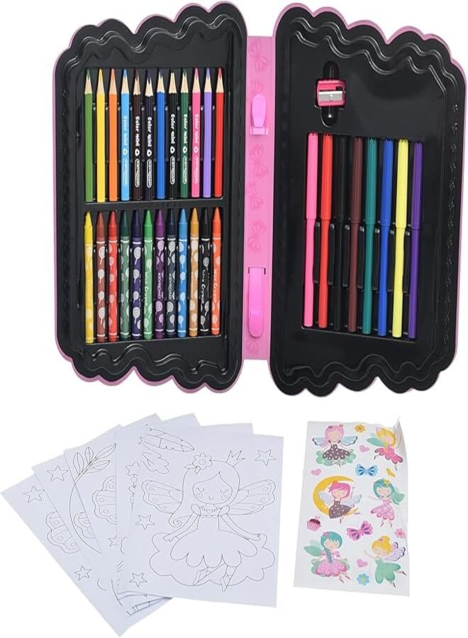 Keyroad Kids Coloring Set 54 Pieces Butterfly Design Model KR973014 creative coloring case with accessories for children